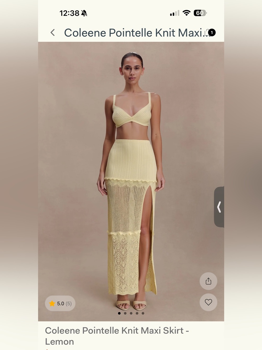 MESHKI Pointelle Knit Maxi Skirt set - Lemon
